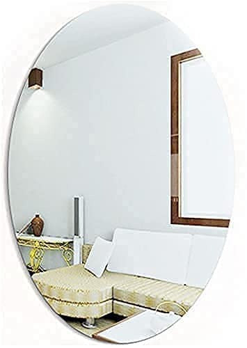 Plastic Oval Shape Adhesive Mirror Sticker for Wall On Tiles Bedroom Living Room Basin Mirror Bathroom Wall Mirror Both Side Sticker Acrylic Wall Mirror (Pack of 10)