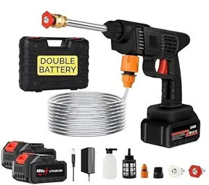 (Double Battery) Portable Cordless High Pressure Car Washer Gun