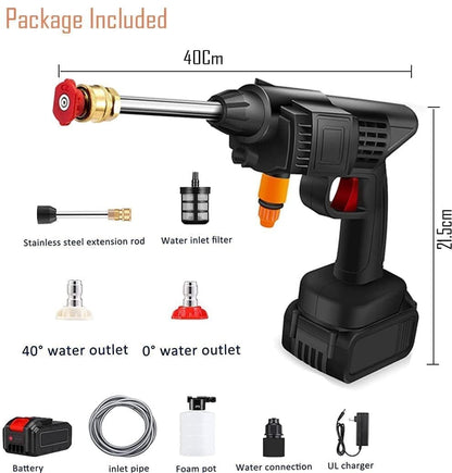 (Double Battery) Portable Cordless High Pressure Car Washer Gun