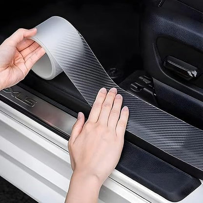 All White Car Door Transparent Carbon Fiber Seal Strip Door Edge Guard–Universal Fit