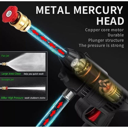 (Double Battery) Portable Cordless High Pressure Car Washer Gun