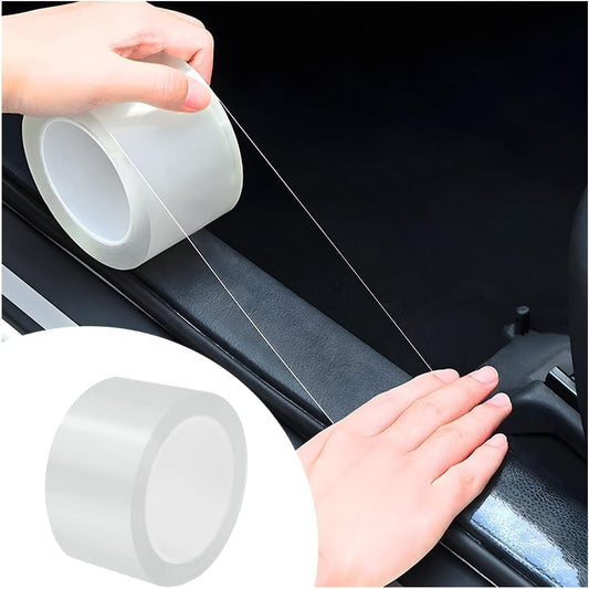 All White Car Door Transparent Carbon Fiber Seal Strip Door Edge Guard–Universal Fit