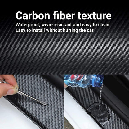 All White Car Door Transparent Carbon Fiber Seal Strip Door Edge Guard–Universal Fit