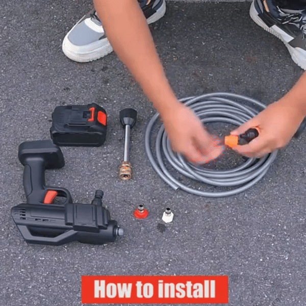 (Double Battery) Portable Cordless High Pressure Car Washer Gun