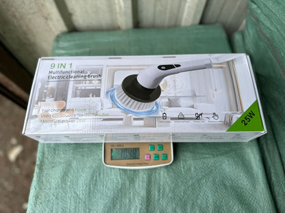 9 in 1 Electric Spin Scrubber for cleaning with Type C-USB Port, Charger, Gloves, 3 Adjustable Speed, LED Display