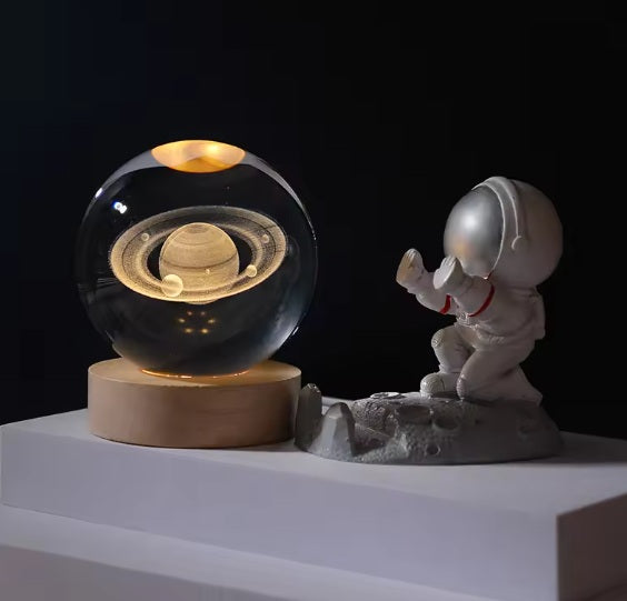 3D Planet Saturn Crystal Ball Night Light