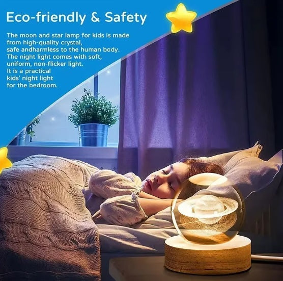 3D Planet Saturn Crystal Ball Night Light