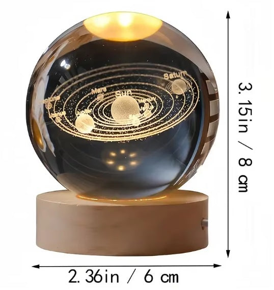 3D Planet Saturn Crystal Ball Night Light